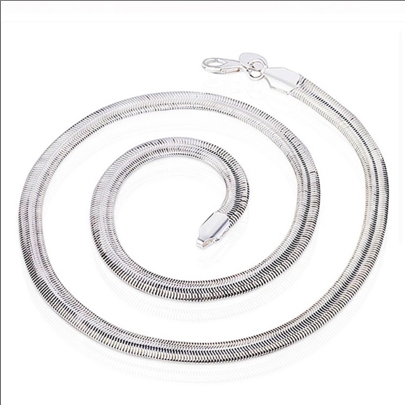 STERLING SILVER HERRINGBONE FLAT SNAKE CHAIN NECKLACE BRACELET MATCHING SET - Picture 3 of 7